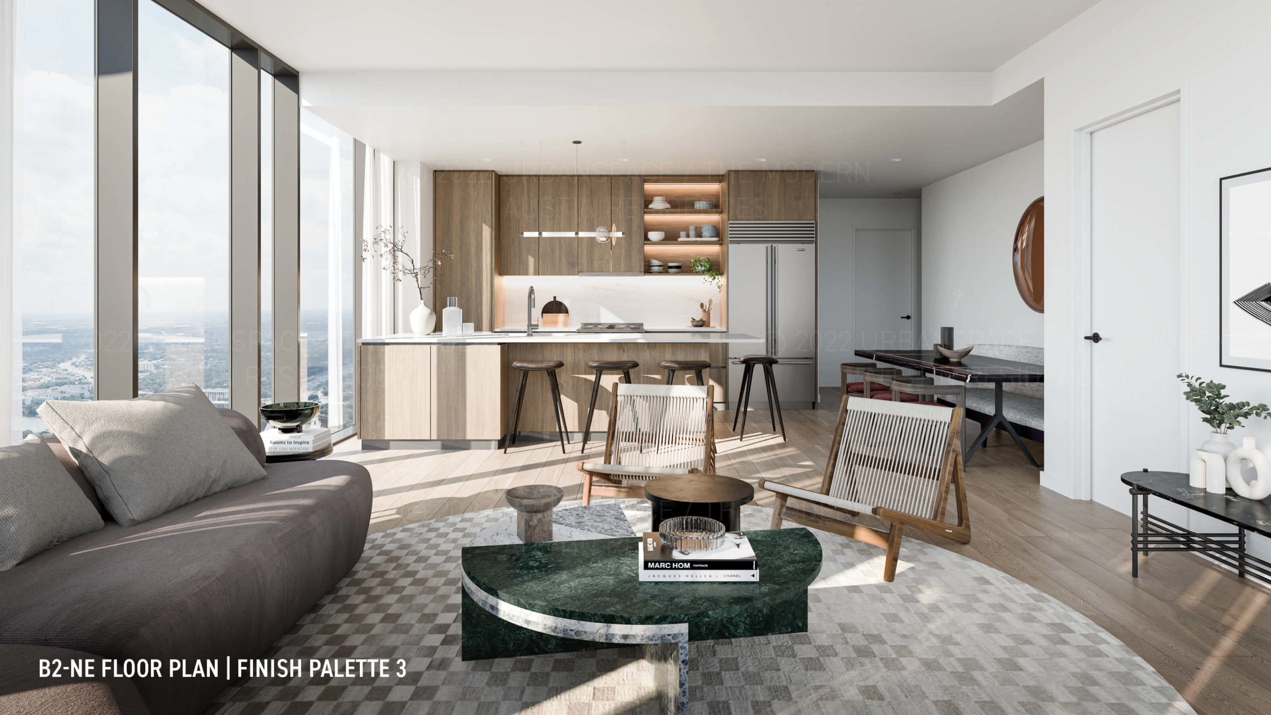 The Modern Austin Residences - draft B2-NE Floor Plan rendering