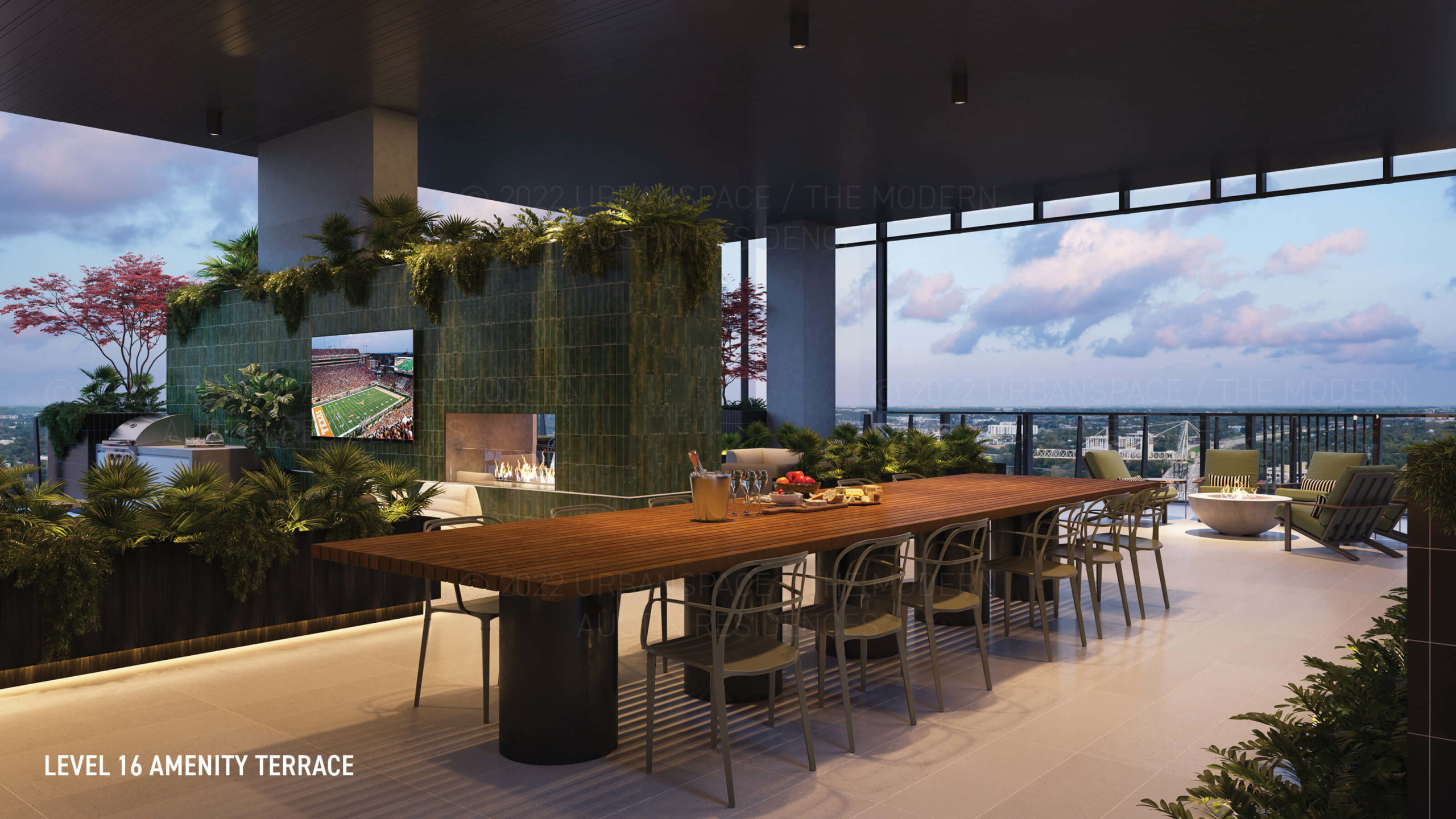 The Modern Austin Residences - 16th Floor Amenity Terrace rendering