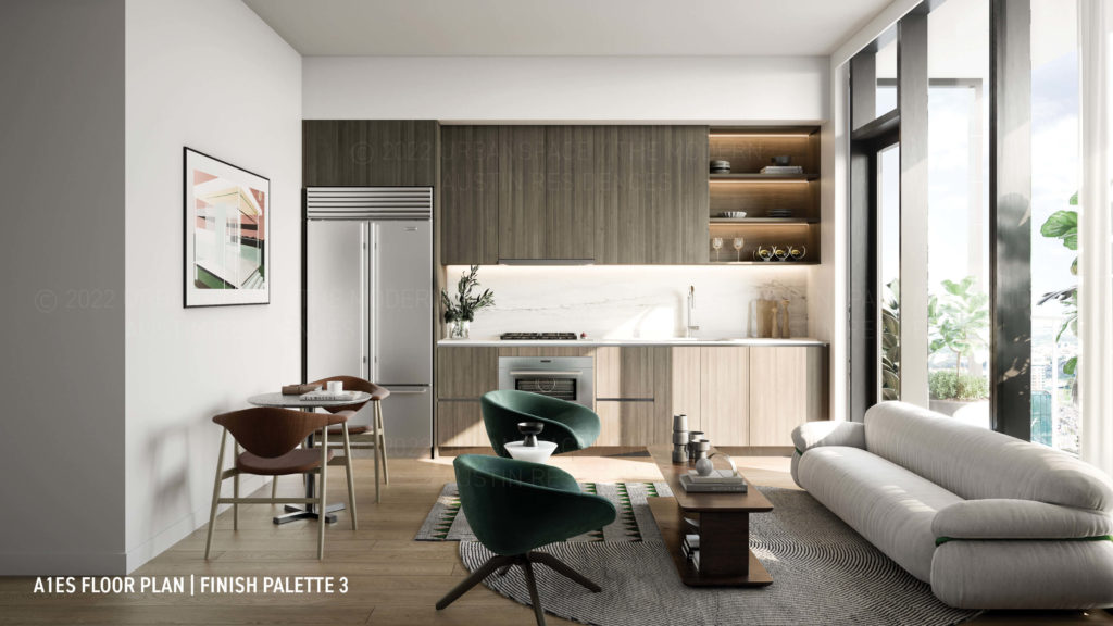 The Modern Austin Residences - A1ES Floor Plan rendering