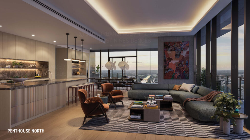The Modern Austin Residences - Penthouse North living