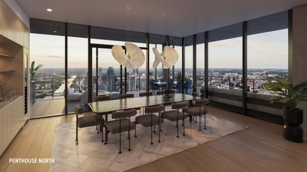 The Modern Austin Residences - Penthouse North dining rendering
