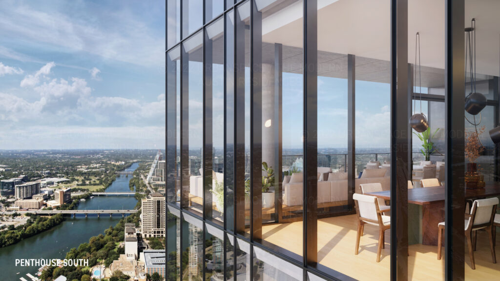 The Modern Austin Residences - Penthouse South aerial rendering