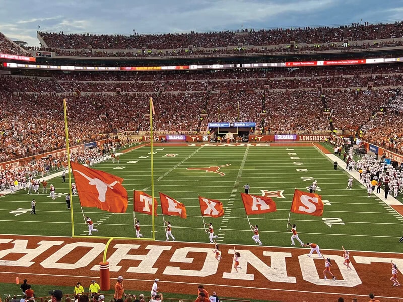Texas Longhorn football game playing field