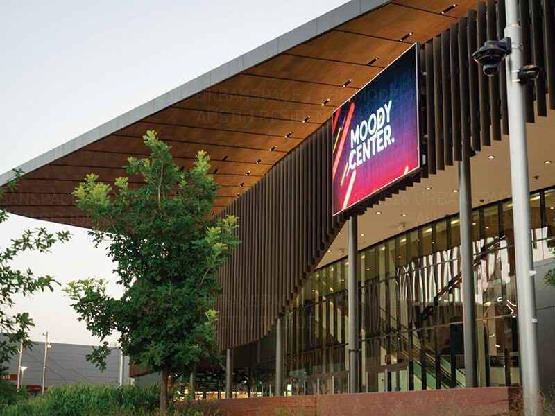 Exterior of Moody Center venue in Austin, Texas