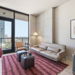 Modern condo living room furniture and balcony