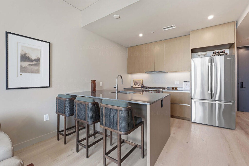 Modern condo kitchen island bar seating