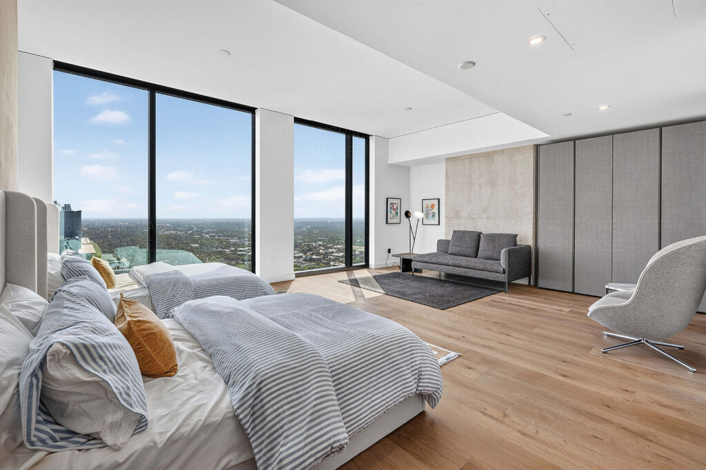 Guest bedroom in high rise modern condo at The Modern Austin Residences
