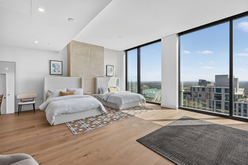 Guest bedroom in high rise modern condo at The Modern Austin Residences