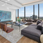 Living room in high rise modern condo at The Modern Austin Residences